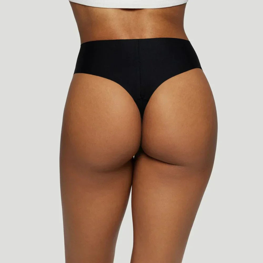 High-waisted thong black (Set of 3)