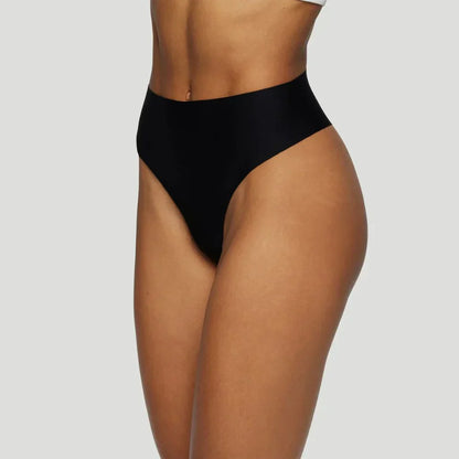High-waisted thong black (Set of 3)
