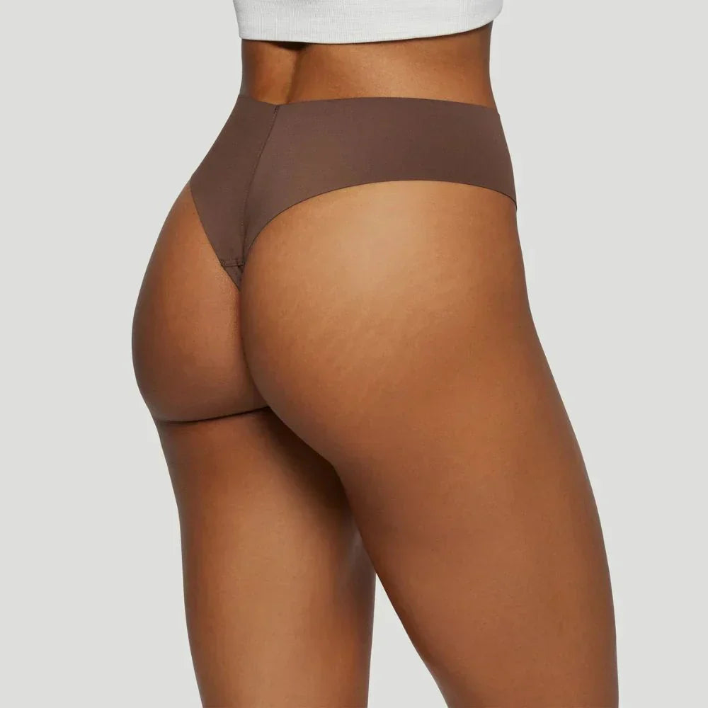 High-waisted thong brown (Set of 3)