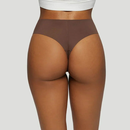 High-waisted thong brown (Set of 3)